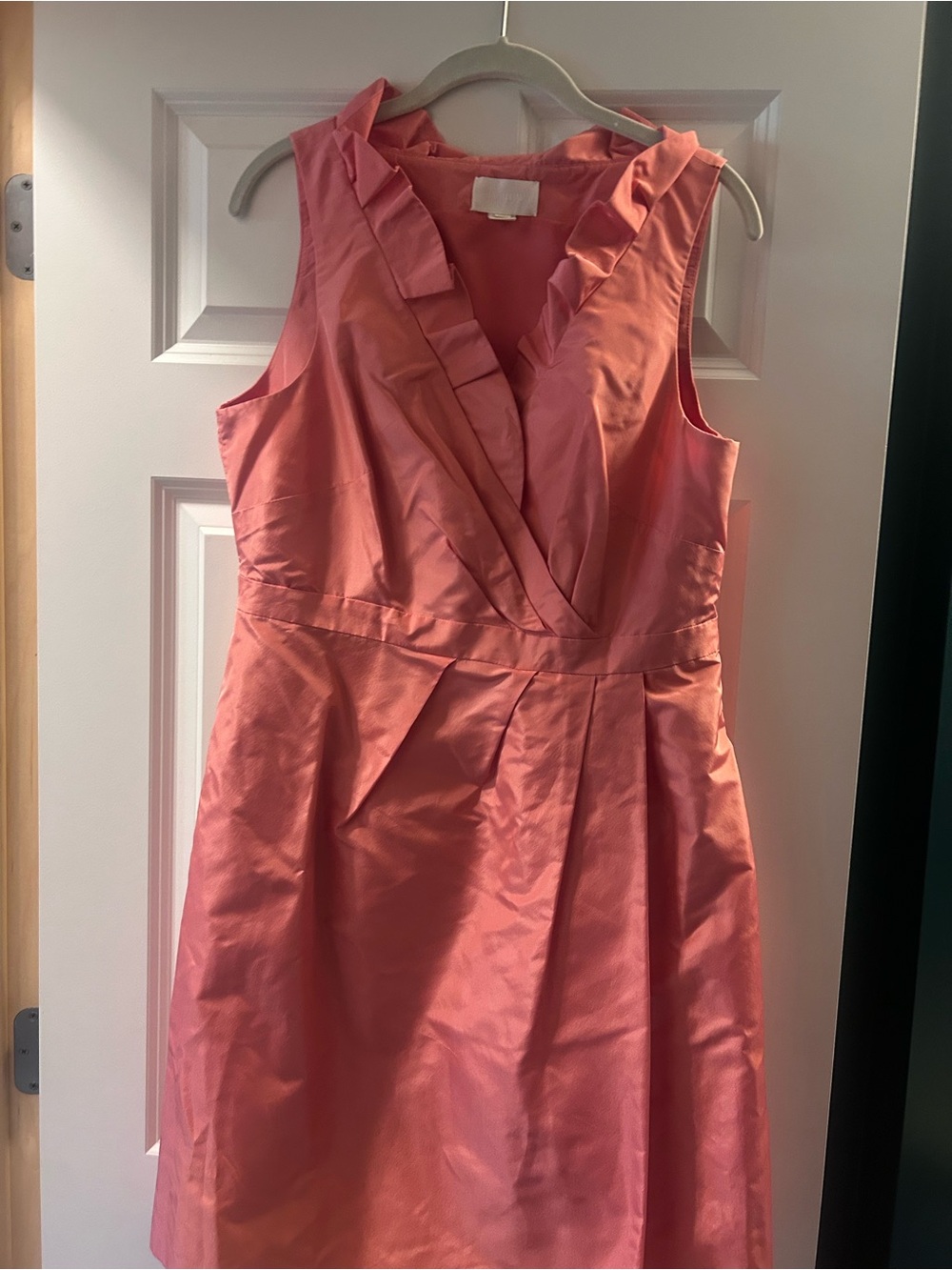 J. Crew Coral Sleeveless V-Neck Fit & Flare Midi Dress
